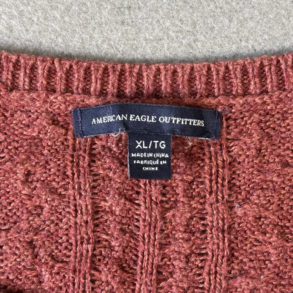 American Eagle Womens Cable Knit Sweater Cozy Cottagecore Preppy Casual Fall XL‎ - Picture 11 of 16